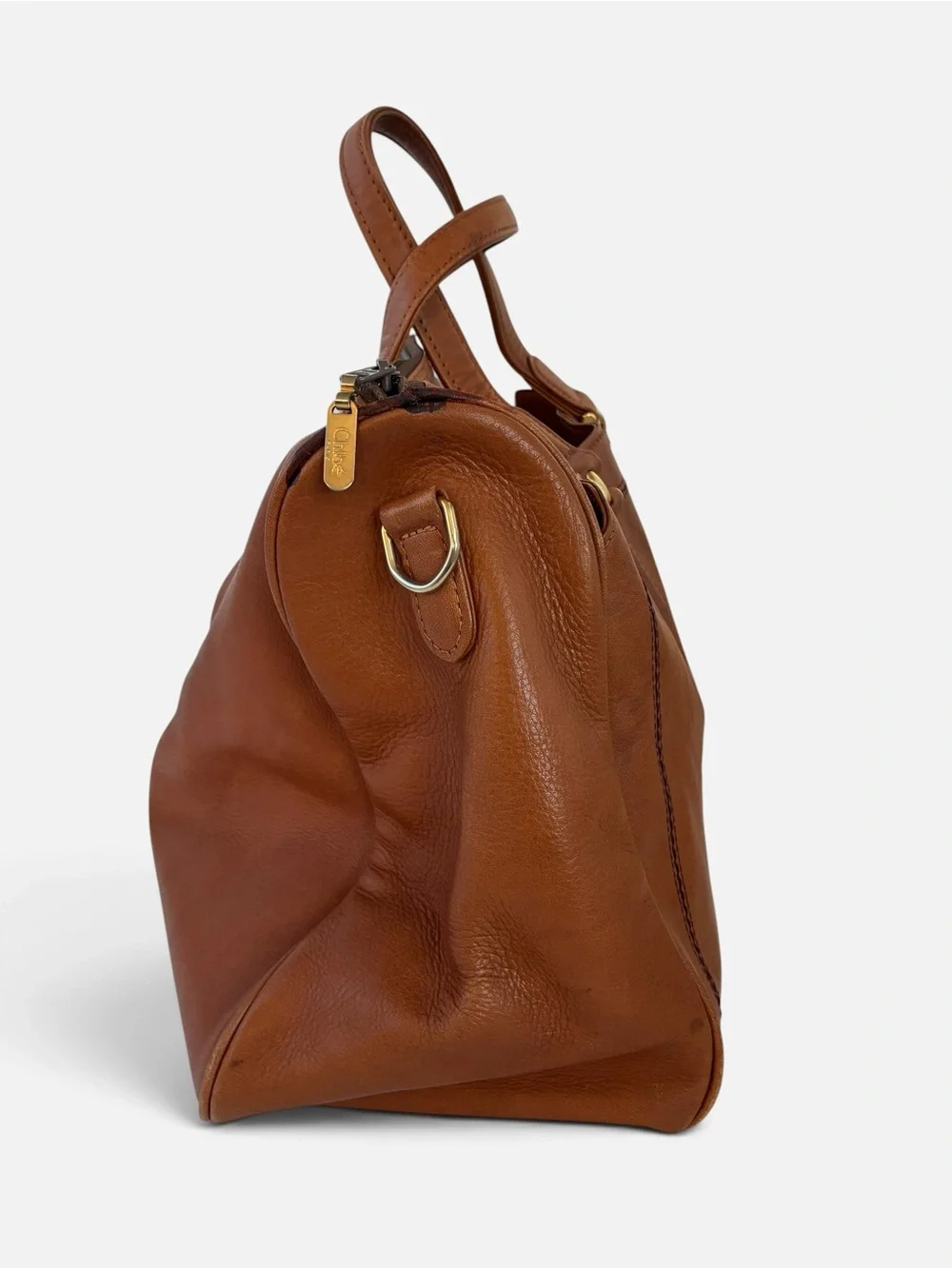 Tan Brown Leather Travel Tote